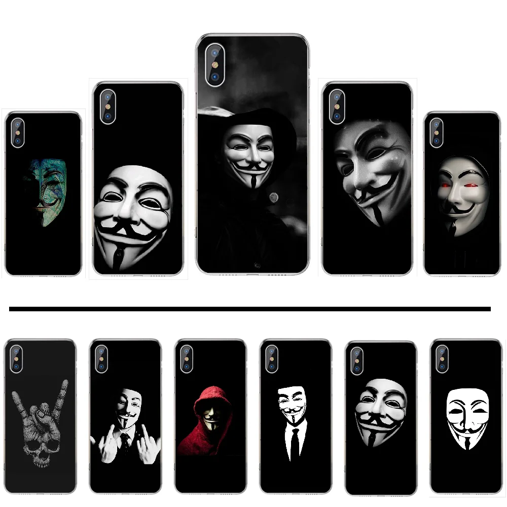 

v-vendetta Mask Anonymous horror Cover Black Soft Shell Phone Case For iphone 4 4s 5 5s 5c se 6 6s 7 8 plus x xs xr 11 pro max