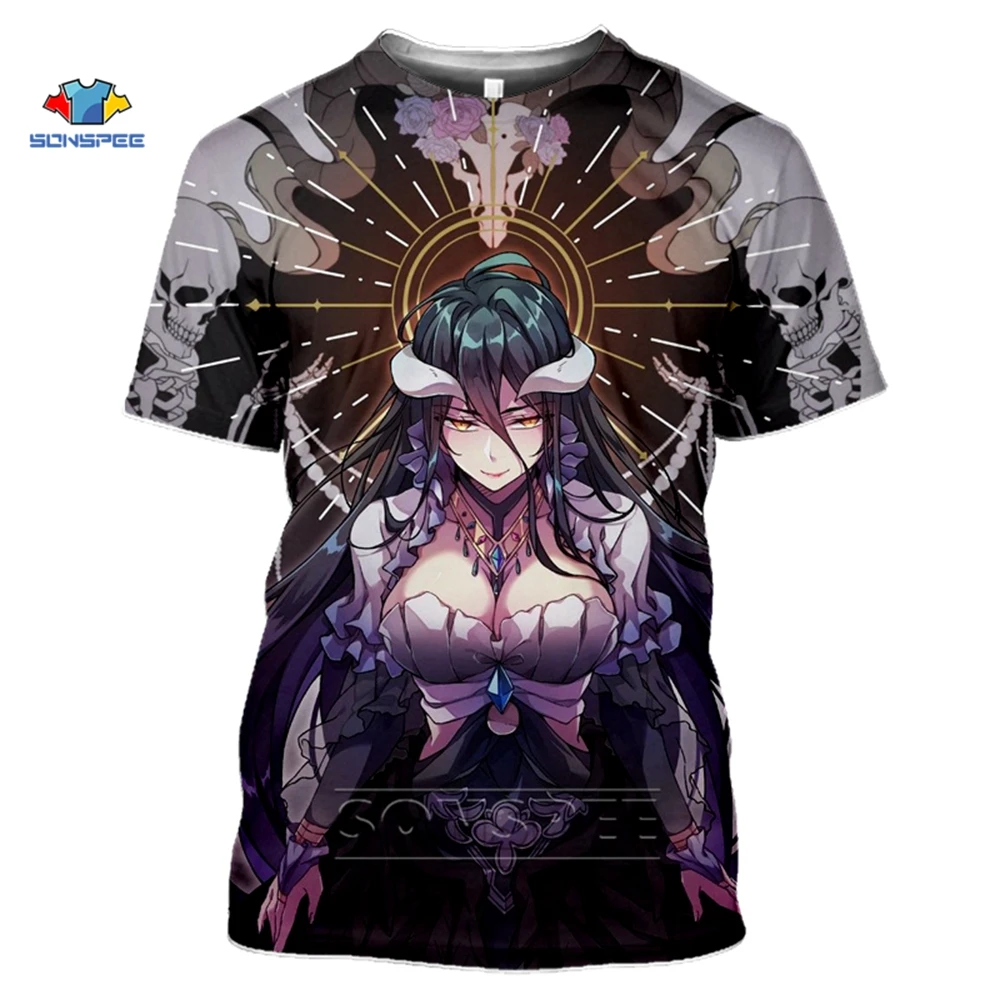 

Japanese Anime Overlord T-shirt Women's 3D Printing Punk Skull Harajuku T-shirt Summer Tops T-shirt Men's Streetwear