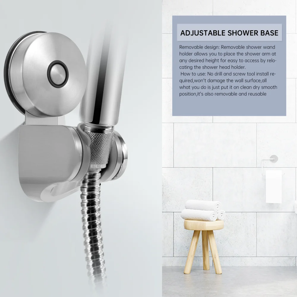 

1Pc Suction Cup Shower Nozzle Rack Bathroom Wall Mounted Shower Bracket