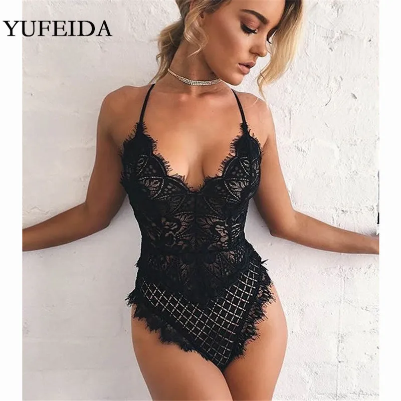 Сексуальное женское белье YUFEIDA кружевные комбинезоны Пижамный комбинезон ночная