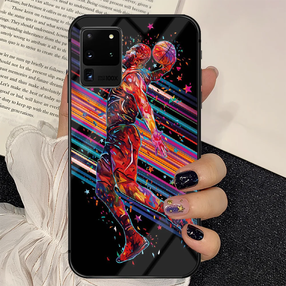 

James Basketball Phone Tempered Glass Case Cover For Samsung Galaxy S Note 5 6 9 10 10E 20 21 FE Plus Uitra Painting Cover
