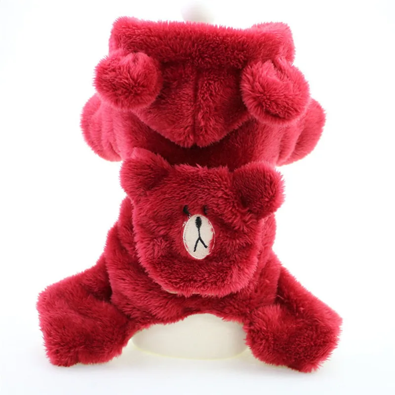 

New Autumn Winter Xs Dog Clothes For Small Dogs Girl Boy Teddy Red Thick Fleece Hoodie Cover Legs Puppy Outfit Pet Clothing