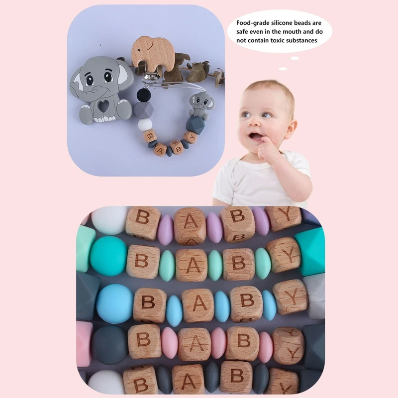

2Pcs Baby Pacifier Chain Cartoon Elephant Teether Set Nipple Dummy Clip Holder 24BE