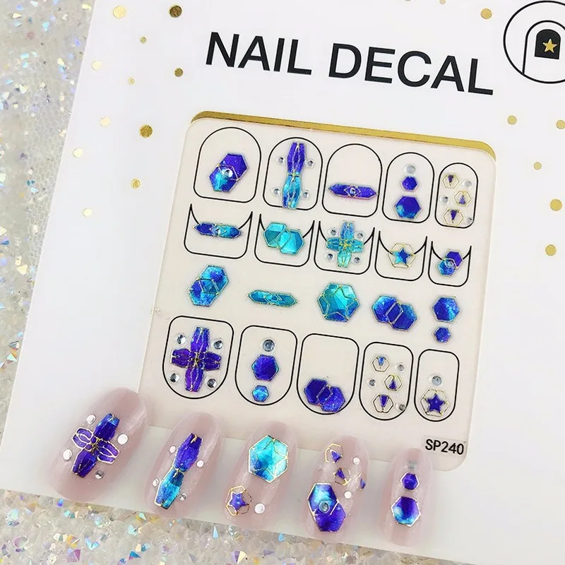 Наклейки для ногтей 3D в форме ракушек 1 лист наклейки дизайна с геометрическим