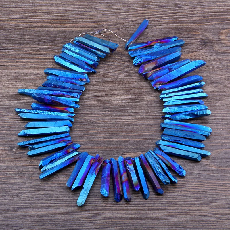 Натуральный Полированный синий кристалл титана кварцевый Топ бусина с