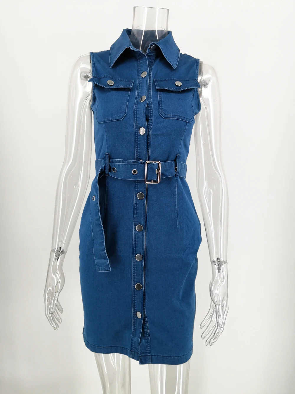 Сексуальное мини платье из джинсовой ткани летнее Дамская мода повседневные