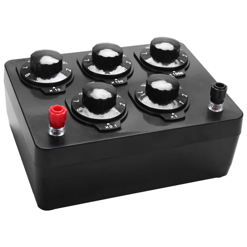 

Black Resistance Box Iron Variable Decade Resistor Resistance Box 0-9999.9 Ohm 165X125X60Mm forPhysical Teaching