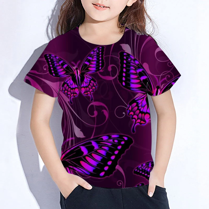 Летняя футболка Повседневная с 3D принтом бабочки для маленьких мальчиков