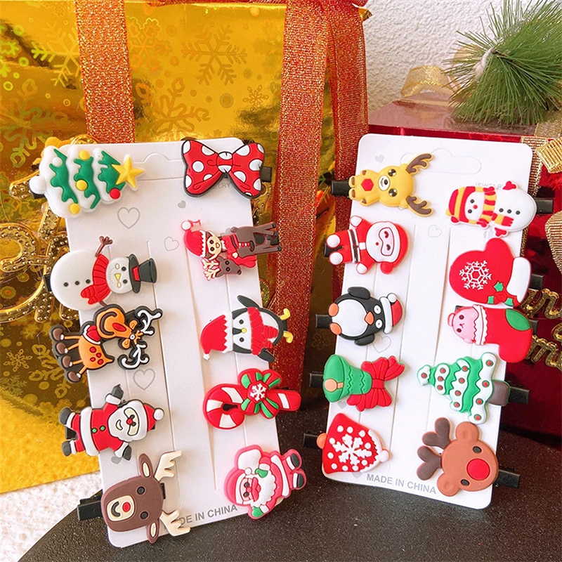 

10 шт., заколки для волос в рождественском стиле