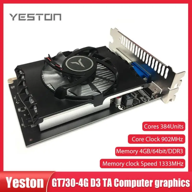 Видеокарта Yeston GT730 4G DDR3 902 1333 МГц 4G/DDR3/64 бит порты HD + VGA DVI для игр|Видеокарты| |