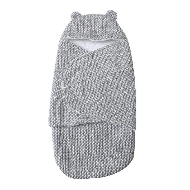 Baby Swaddle Cocoon Newborn Winter Wool Thick Wrap Sleeping Bag Infant Bubble Fleece Hooded Blanket Bedding Envelope Sleep Sack