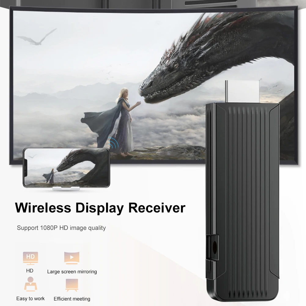 

Wireless Display Receiver Adapter Portable 5G/2.4G HDMI-compatible Display Receiver 1080P HD High Definition Display Dongle