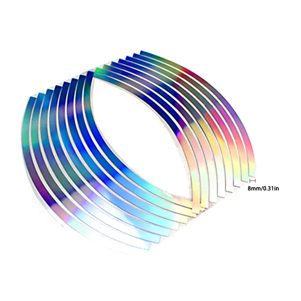 10/12/14/18 Inches Laser Wheel Rim Tape For Motorcycle Car Colorful Reflective 16 Stripes Body Sticker Decoration | Автомобили и