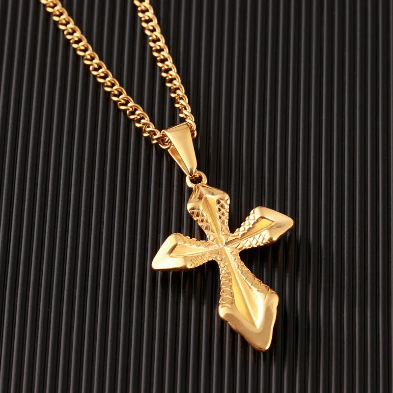 Цепочка с подвеской крестом для мужчин ожерелье из нержавеющей стали кулоном в