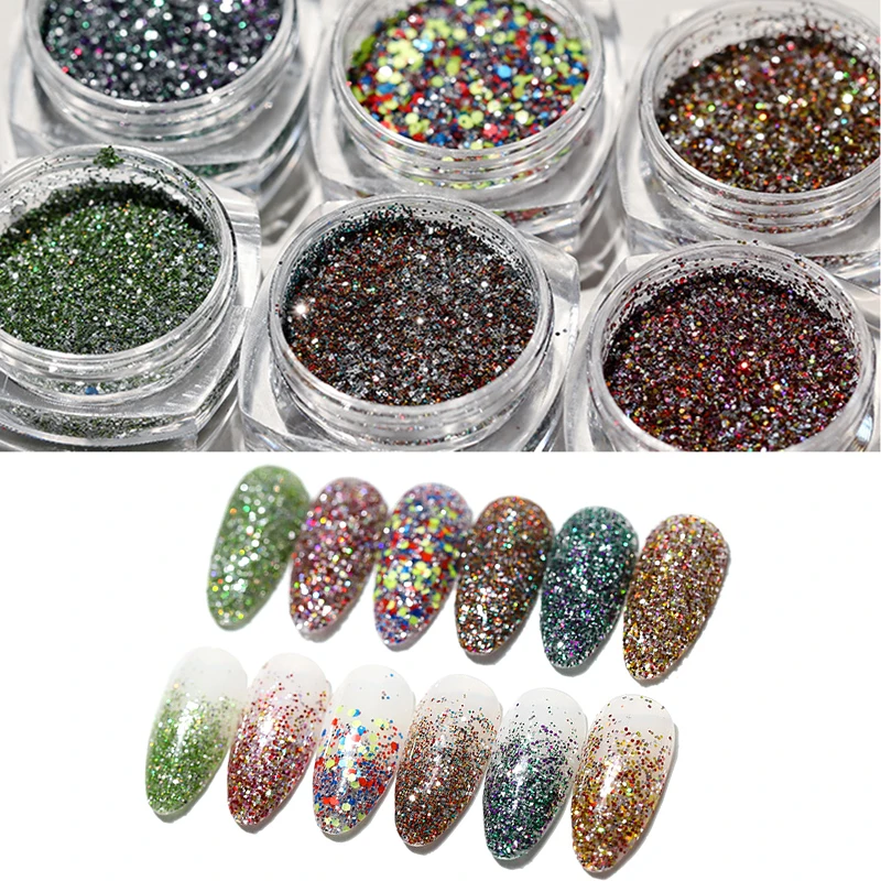 Градиентные Блестящие Блестки для ногтей градиентные хромированные пигментные