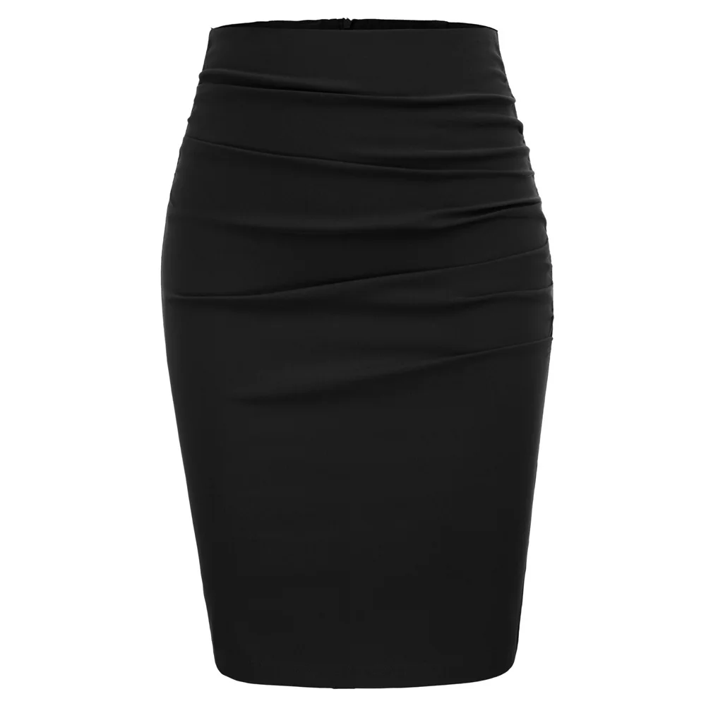 

GK Womens Green Color Ruched Front Hips-wrapped Bodycon Skirt Slim M Size