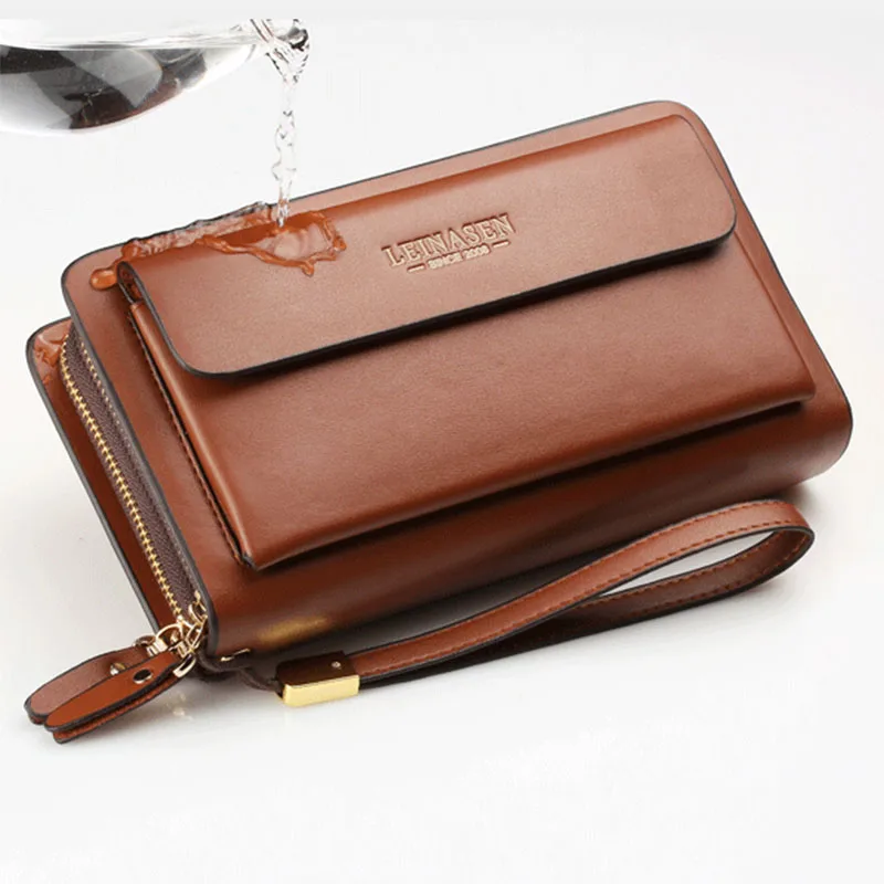 

LEINASEN Brand Men's Wallet Coin Bag Double Zipper Men's Wallet Long Large Women's Wallet Coin Clutch Bag Business