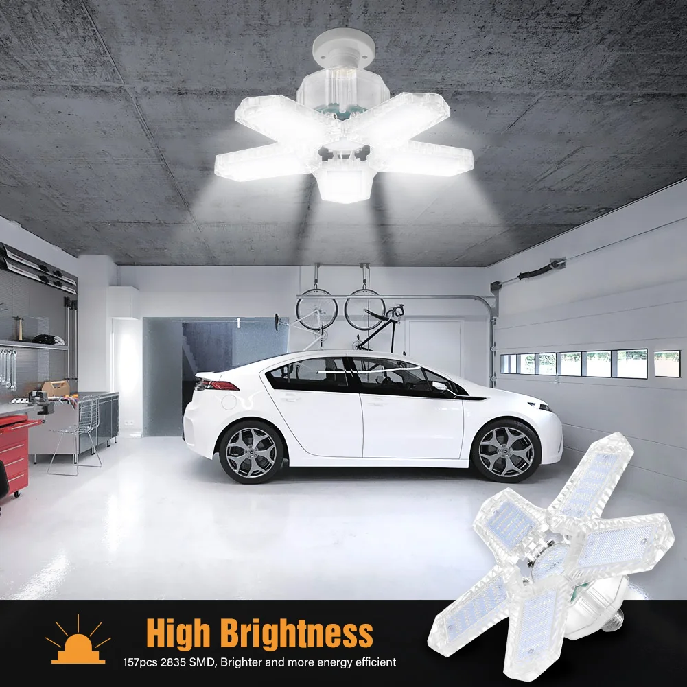 100w luz LED para garaje 5 de deformación ventilador de techo luz E26 ángulo ajustable lámpara Industrial lámpara para taller almacén 85-265V
