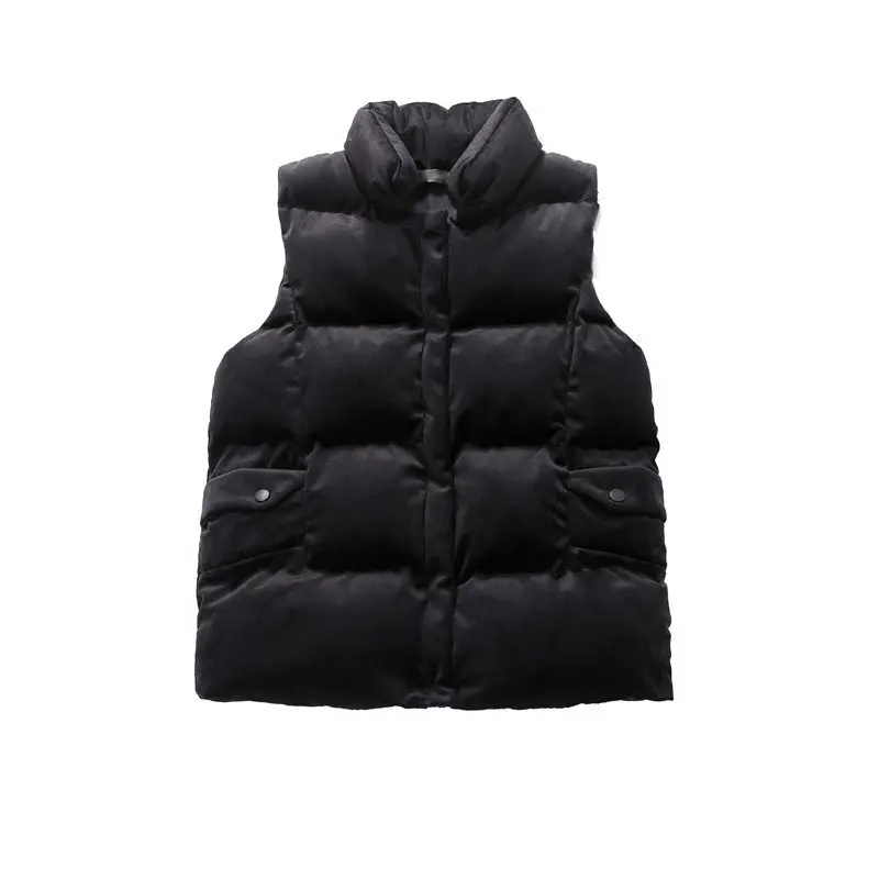 

Autumn Winter Short Gold Velvet Vest Women Thick Sleeveless Down Cotton Vest Waistcoat Bread Coat Women Warm Jacket Female C5972