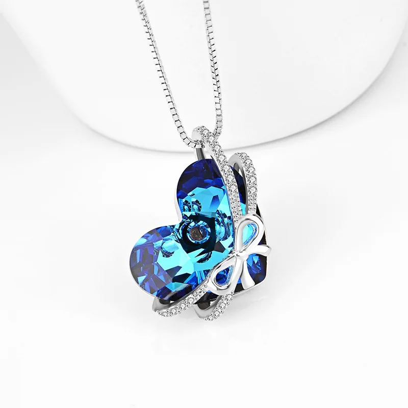 

2021 Wise Fashion Jewelry With Austrian Heart Bow And NecklacePendants Crystal Pendant Locket Necklace