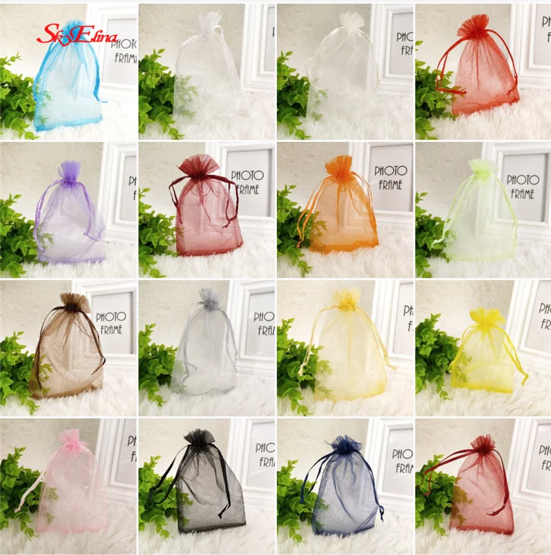 50 шт. однотонные прозрачные сумки из органзы свадебные сувениры для конфет