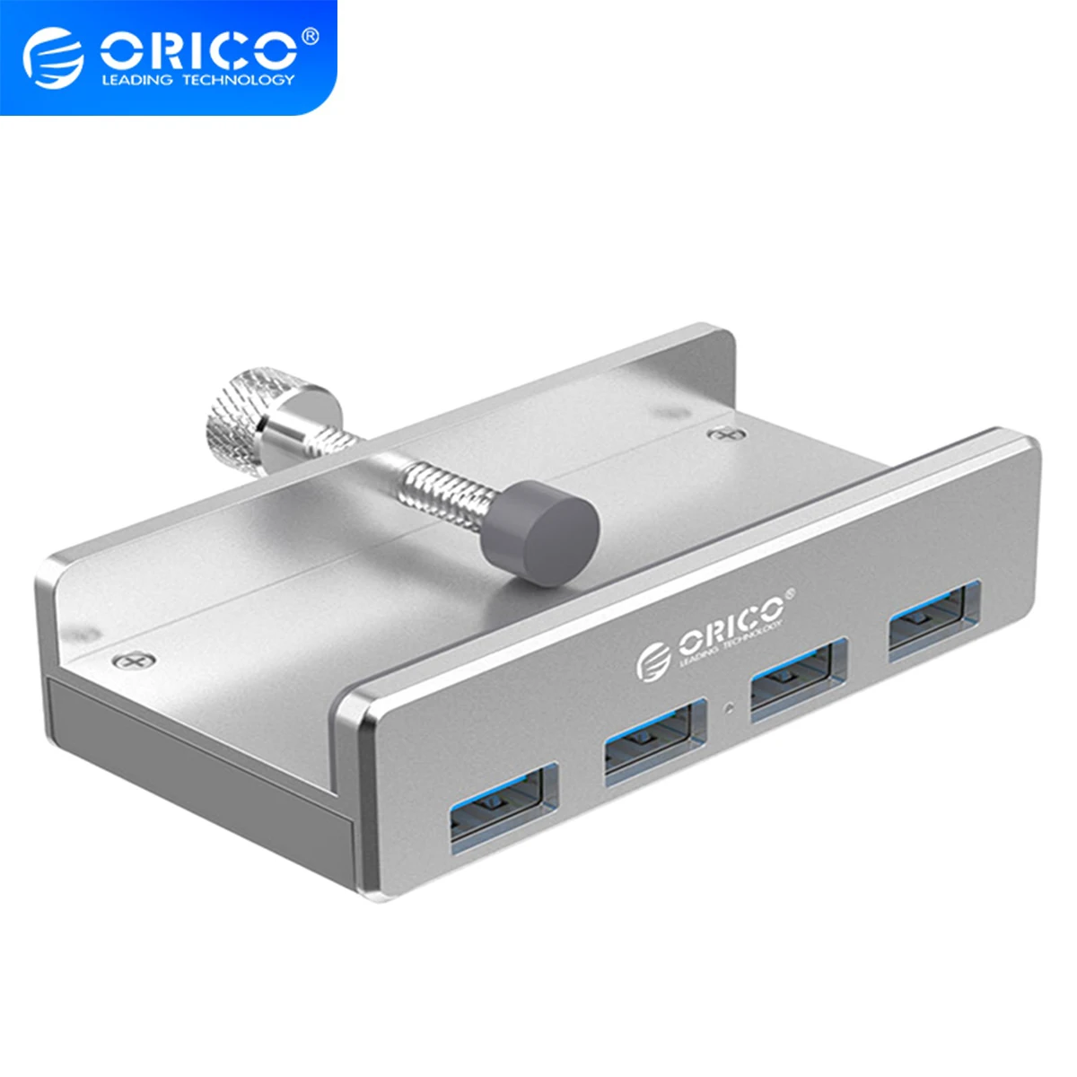 

ORICO MH4PU Aluminum 4 Ports USB 3.0 Clip-type HUB For Desktop Laptop Clip Range 10-32mm With 150cm Date Cable - Silver
