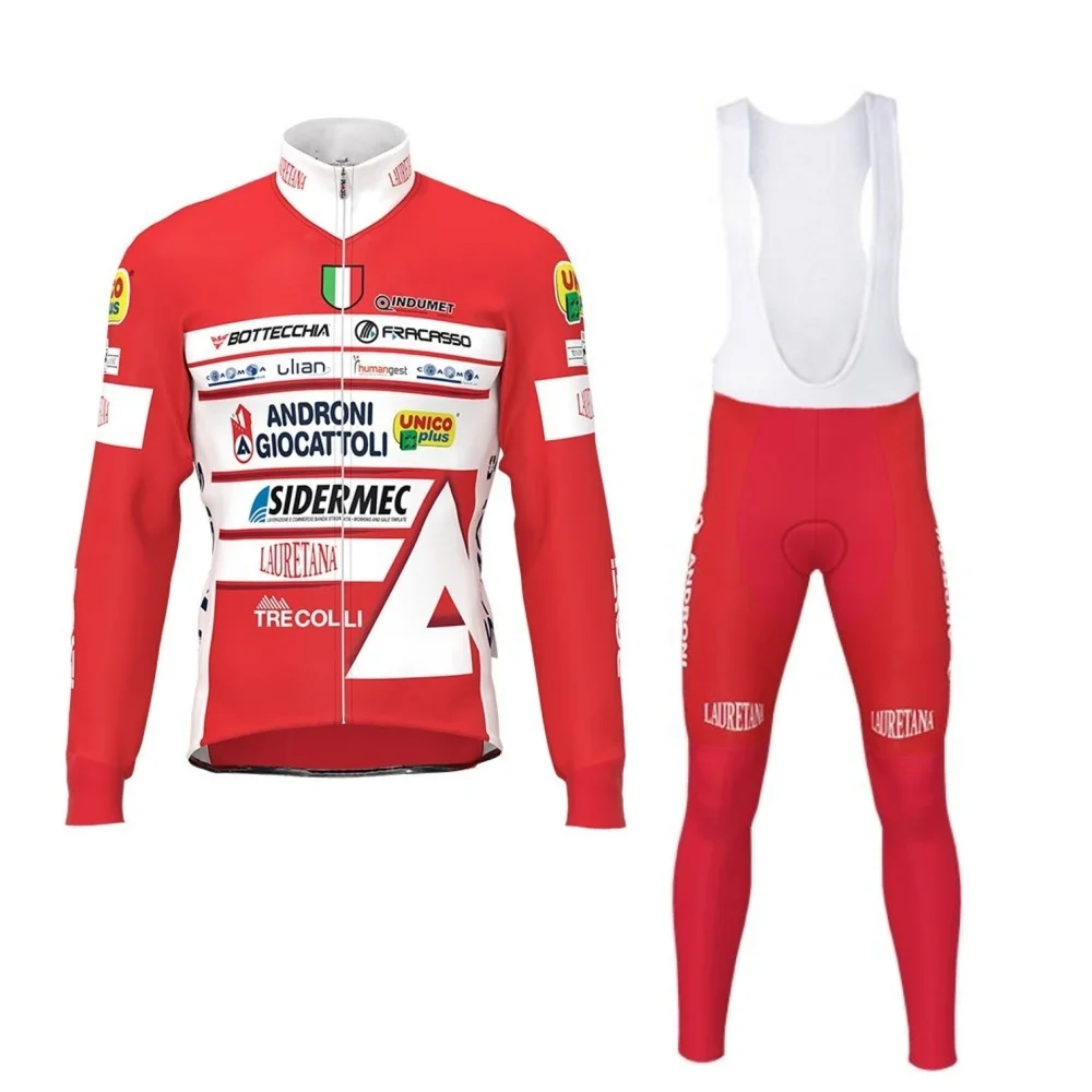 Зимний флисовый pro team Androni Giocattoli длинный комплект для велоспорта, теплая быстросохнущая одежда для горного велосипеда, Ropa ciclismo гелевая подкладка