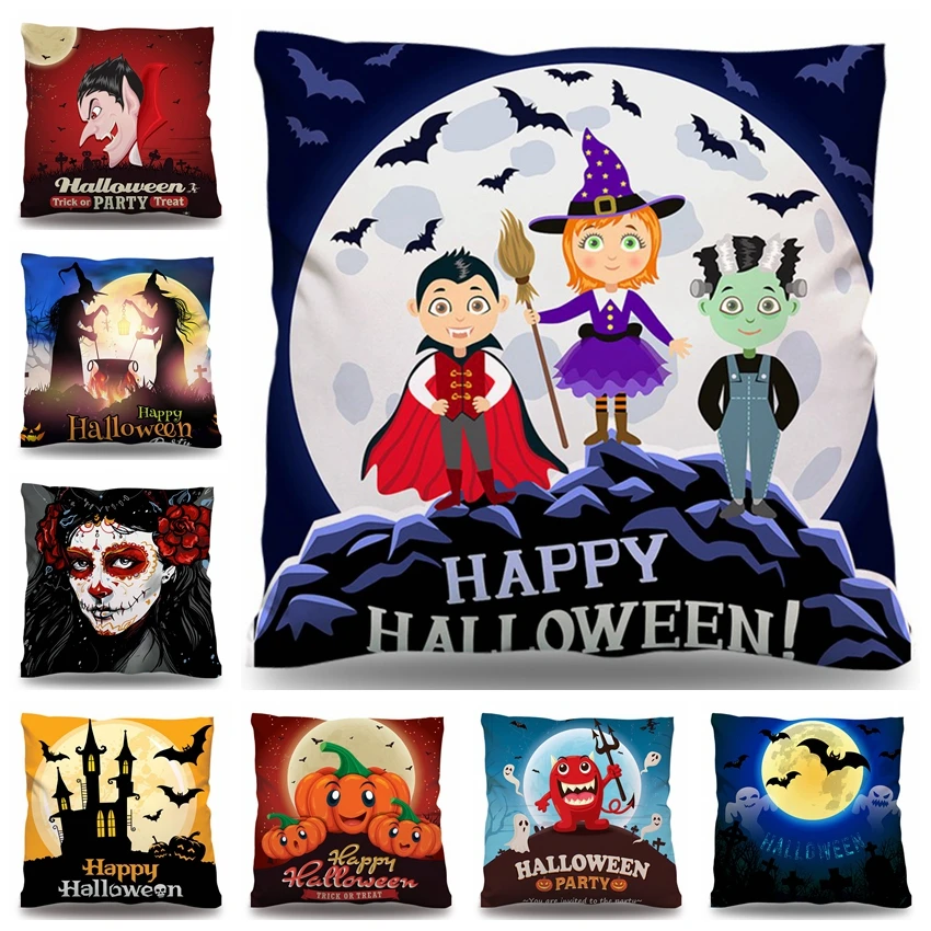 Мультяшный чехол для подушки на Хэллоуин домашнее кресло в кофейне декоративный