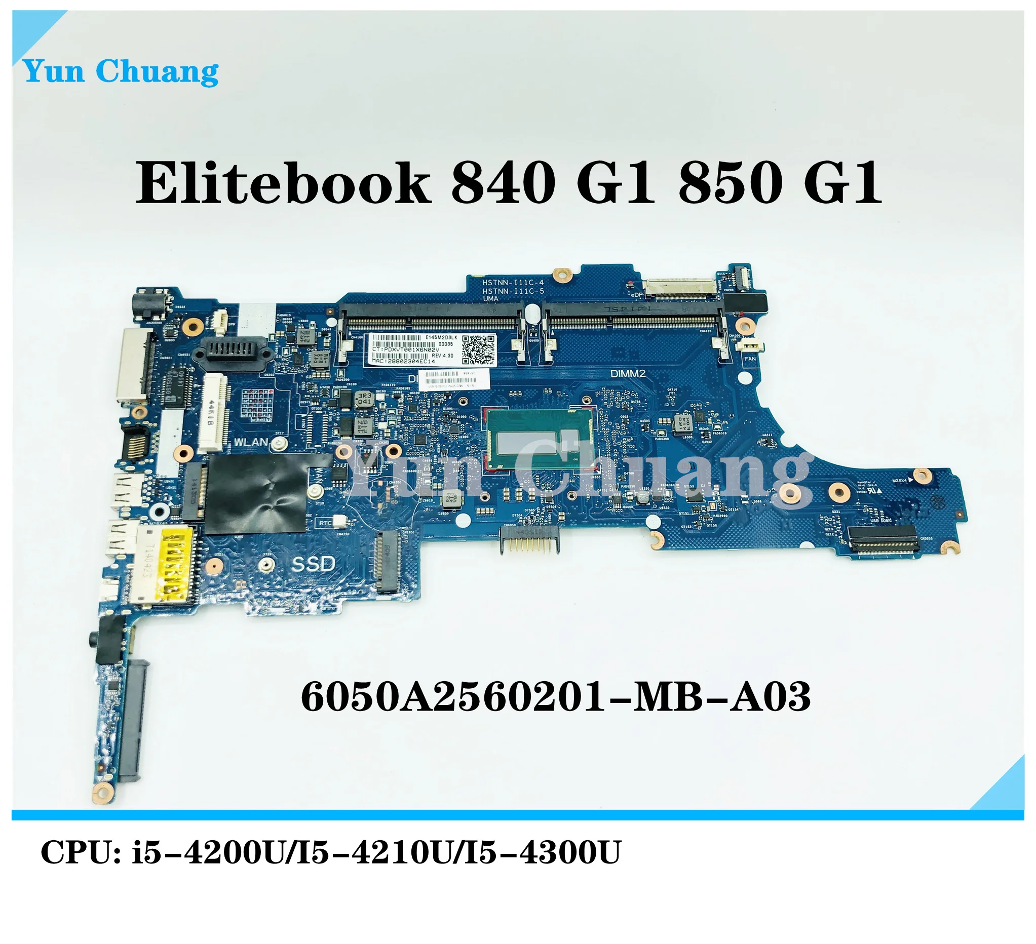 Материнская плата для ноутбука HP Elitebook 840 G1 Core i5-4200/I5-4300U материнская 730803-001