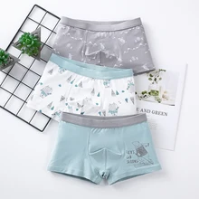 Children's Underwear Baby Cotton Briefs Cartoon Print Underpants 6 8 10 12 14 Years Striped Toddler Panties Boys Briefs 3pcslot