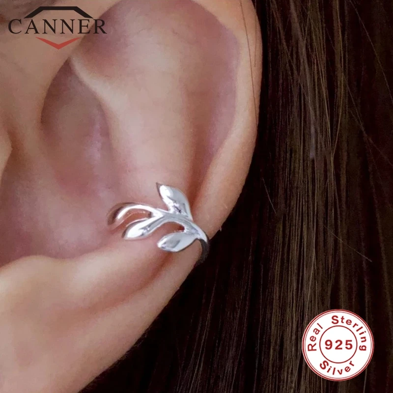 Модные серьги Клипсы из стерлингового серебра 925 пробы с золотыми листьями для