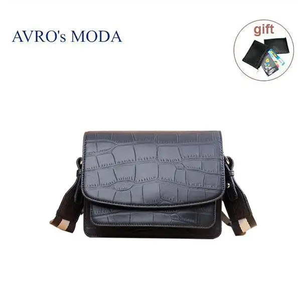 black Бренд AVRO MODA, роскошные сумки из натуральной кожи с крокодиловым узором, женские сумки через плечо, женские дизайнерские ретро сумки-мессенджеры с клапаном - Цвет: black