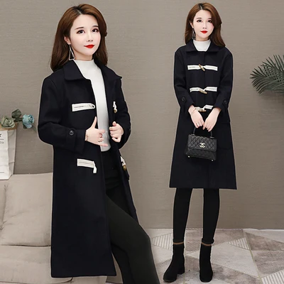 

High Quality Women Coats And Jackets Winter Woolen Overcoat Button Korean Coat Hooded Casaco Feminino Autumn Clothes