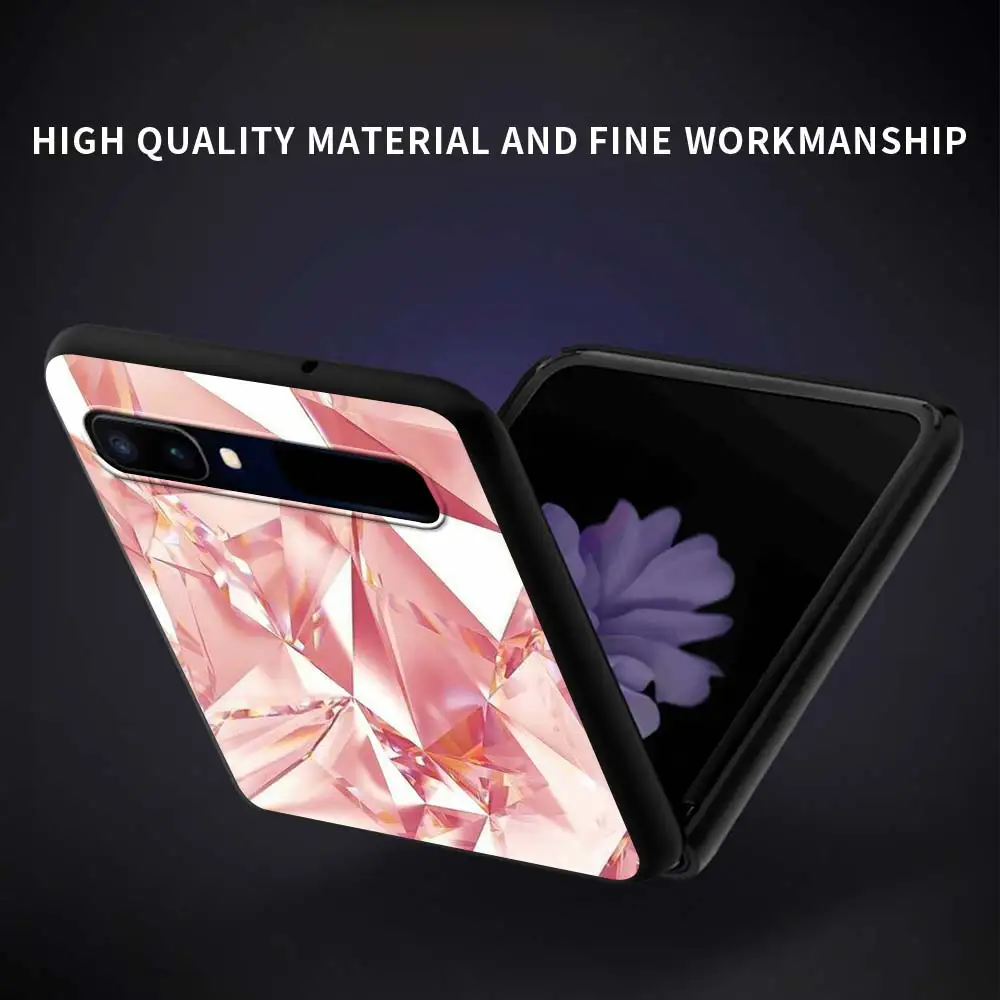 

Phone Case For Samsung Galaxy Z Flip 6.7" Black Shell Coque For Galaxy Z Flip 5G PC Hard Mobile Cover Rystal Cool Diamond