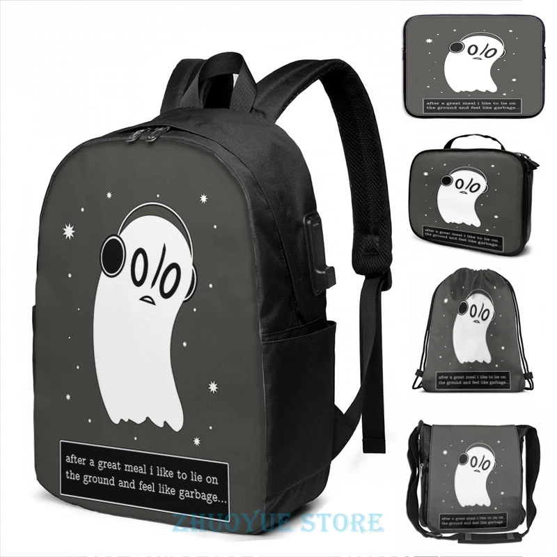 Забавный графический принт Undertale The Napstablook Way USB зарядка Рюкзак Мужские школьные