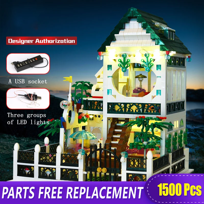 

XB-01202 Building Blocks Creative Glowing House With Figures Romantic Heart house with Led Light Children Toys Bricks