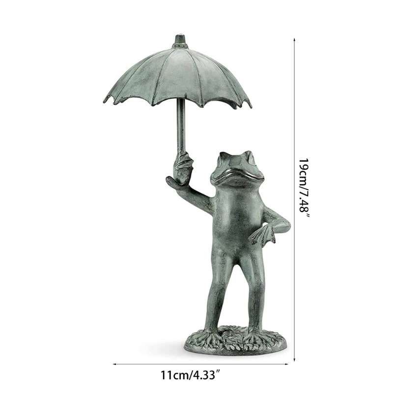 

203F Umbrella Frog Garden Statue Animal Frog Figurine Collectible Sculptures for Outdoor Lawn Flower Beds Fairy Gardens Decor