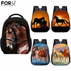 FORUDESIGNS, 12-дюймовые рюкзаки с рисунком лошадей, детский Дошкольный рюкзак, детский рюкзак для детского сада