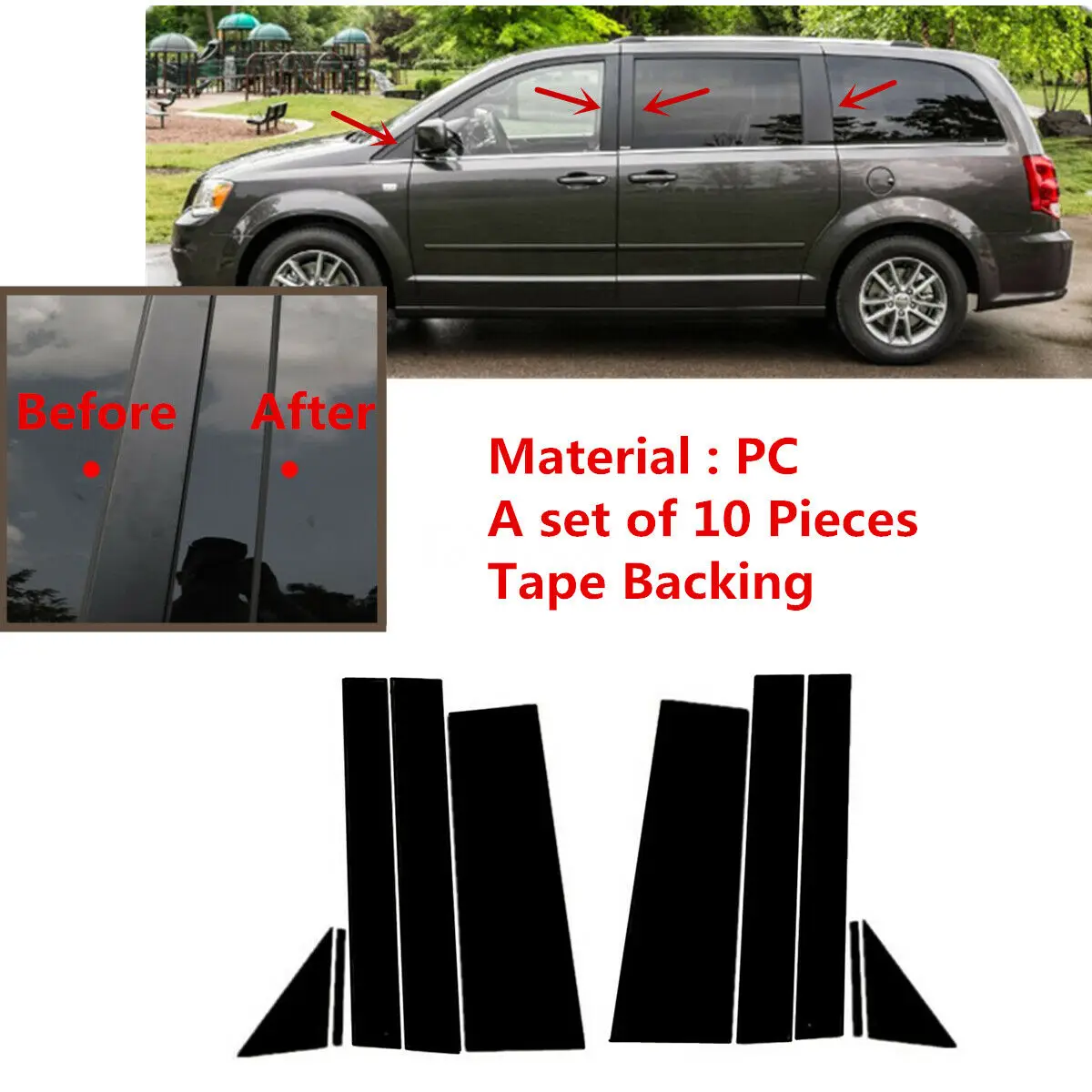 Подходит для города и страны 2008-2016 большой автофургон 2008-2020 10 шт. глянцевая черная