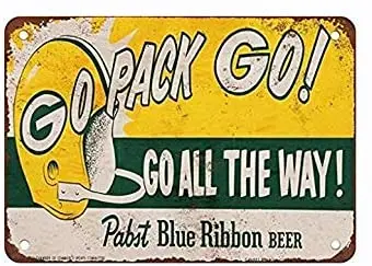 

Retro Vintage Metal Sign 1961 Packers and Bar Blue Ribbon Beer Pub Home Decor Vintage Look Reproduction Tin Signs 8X12 Inch
