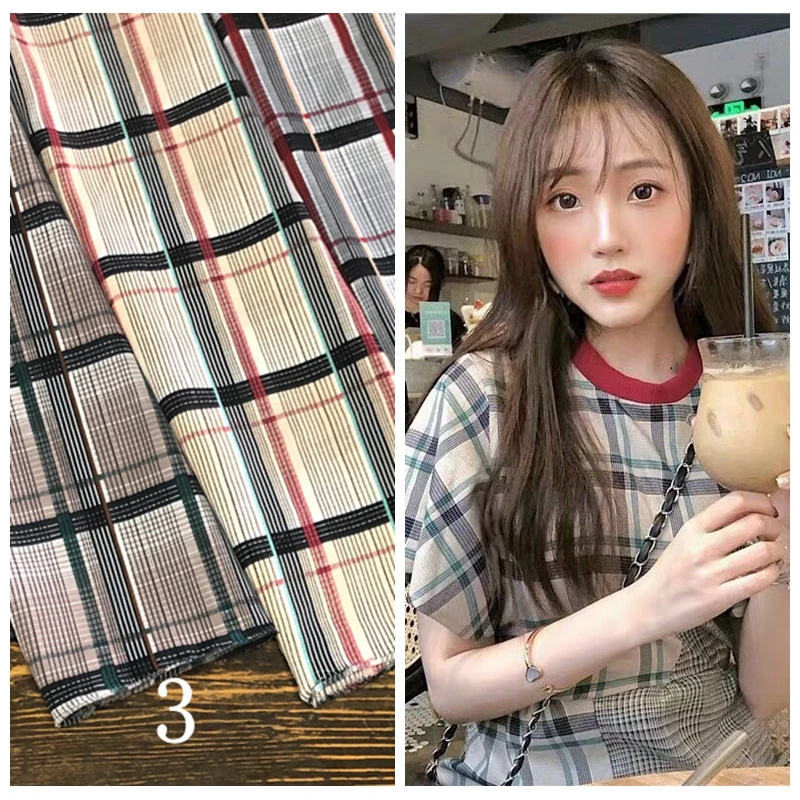 Лидер продаж ретро клетчатая ткань для одежды эластичная атласная мягкая