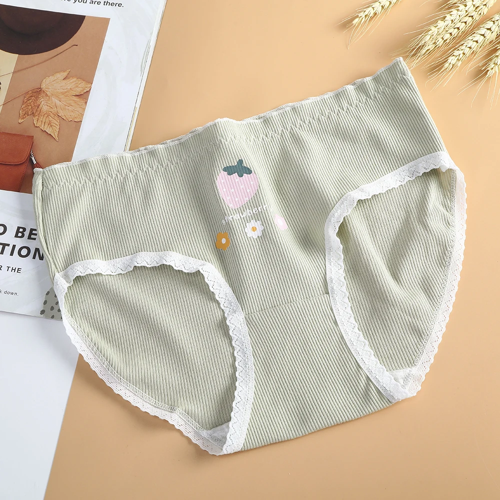 

AIJOLEN Green Cute Cartoon Print Underwear Cotton Breathable Floral Girl Underpants Low Waist Comfortable Soft Briefs