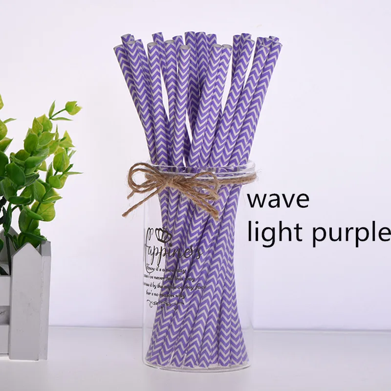 wave light purple 25 шт., вечерние, экологически чистые бумажные соломинки для детей, для свадьбы, дня рождения, пикника, вечерние, декоративные, с мультяшным автомобилем, Коктейльные, вечерние соломинки - Цвет: wave light purple