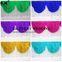 new 1m long white ice silk table skirt cloth with colorful swag draping for round rectangle table decoration wedding event deco