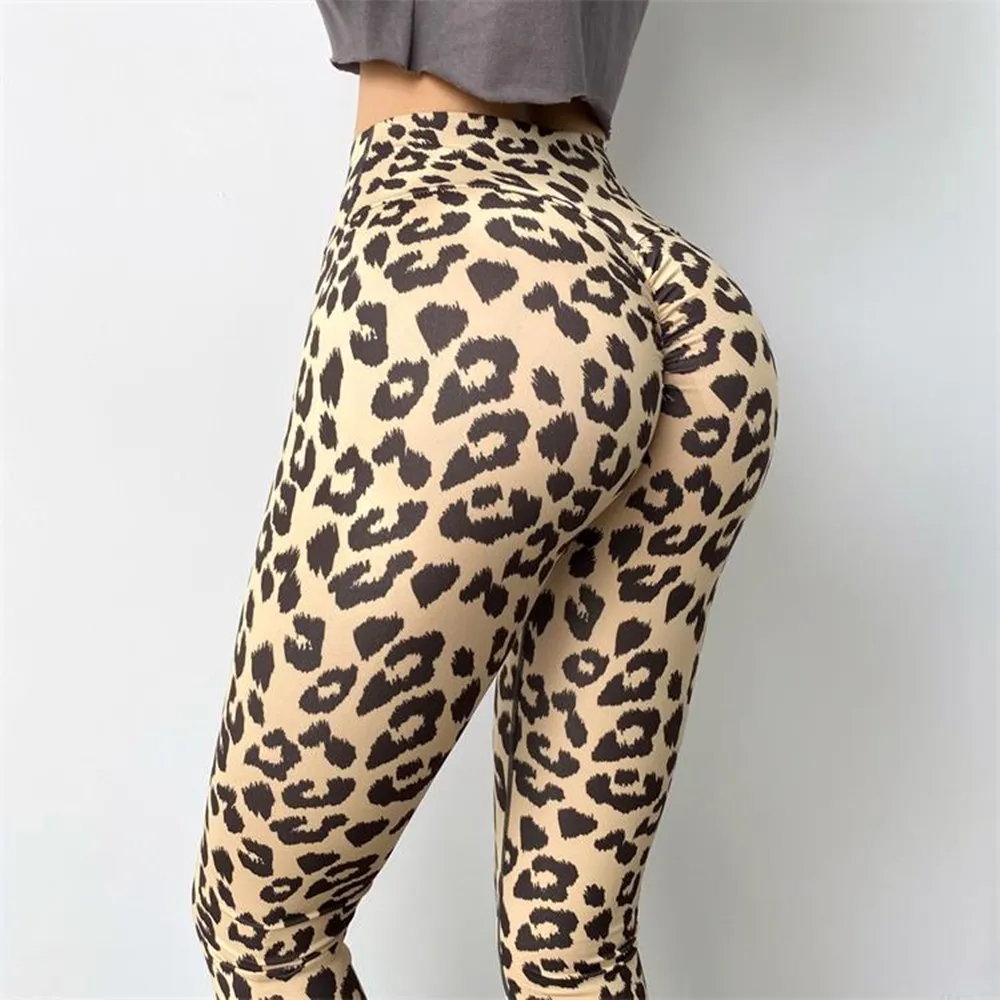 

2021 New Leopard Yoga Pants Female High Waist Lift Hip Running Sports Pants Breathable Fitness Leggings Elasticity Yoga Tights