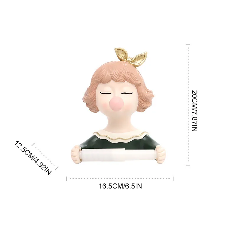 

Nordic Ins Creative Resin Bubble Girl Tissue Holder Home Living Room Bedroom Bathroom Wall-mounted Paper Roll Holder Crafts Gift