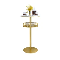 Bar Round High Table With Storage Basket Marble Bar Table Milk Tea Coffee Shop Round Table High Bar Table