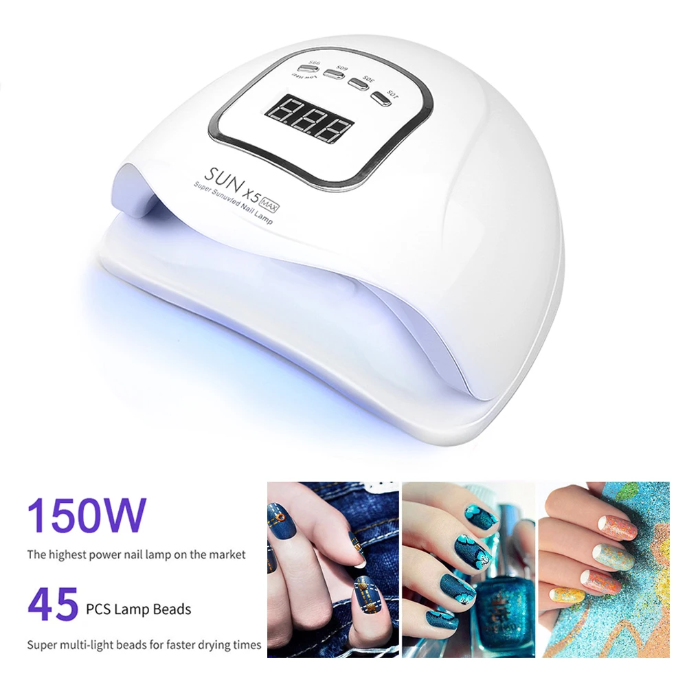 УФ лампа для маникюра Sun X5 MAX светодиодный Сушилка ногтей 150 Вт с ЖК дисплеем