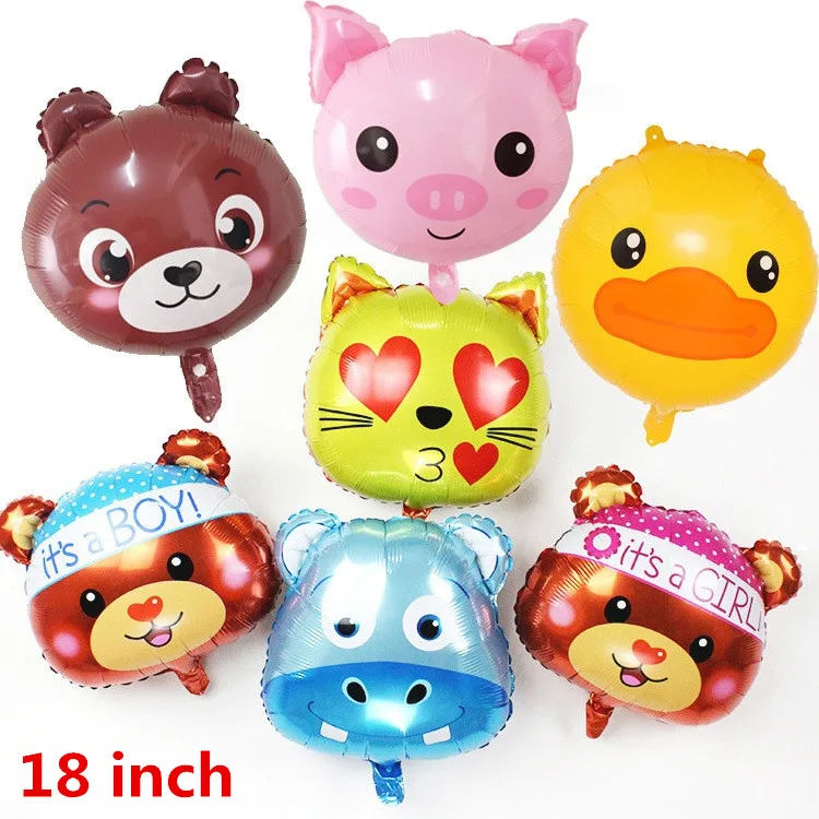 Фольгированный воздушный шар 18 дюймов мультяшный лиса бегемот тигр медведь Лев