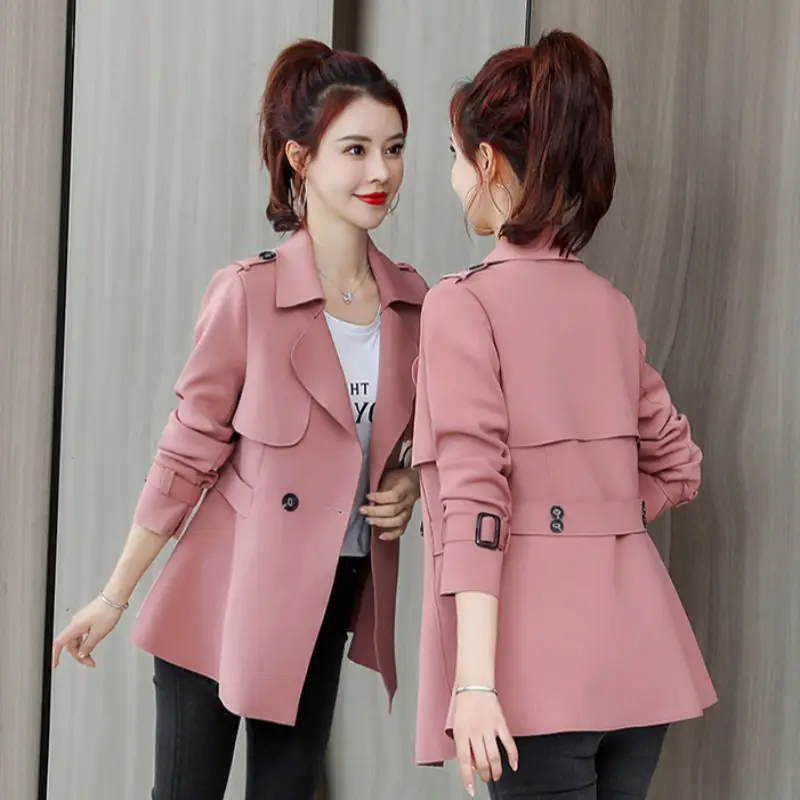 

Hepburn Windbreaker Jacket Women's 2021 New Spring All-Match Fashion Ladies Clothing Notched Slim Korean Style Short Coat zh531